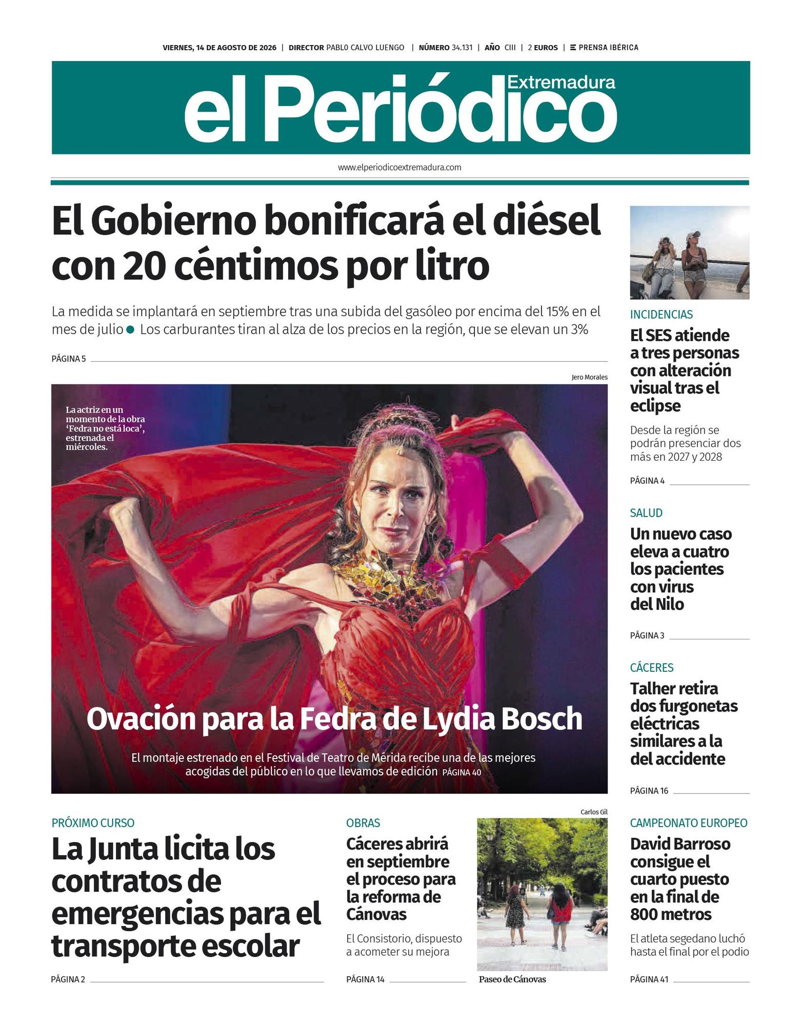Consulta la portada correspondiente al día 14 de agosto de 2026