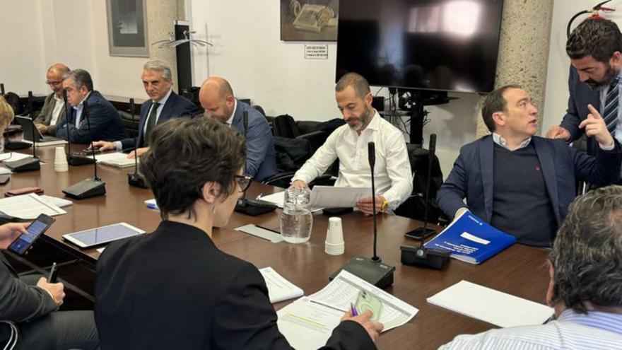 El alcalde de Siero, Ángel García, tercero por la derecha, durante el encuentro en Madrid.