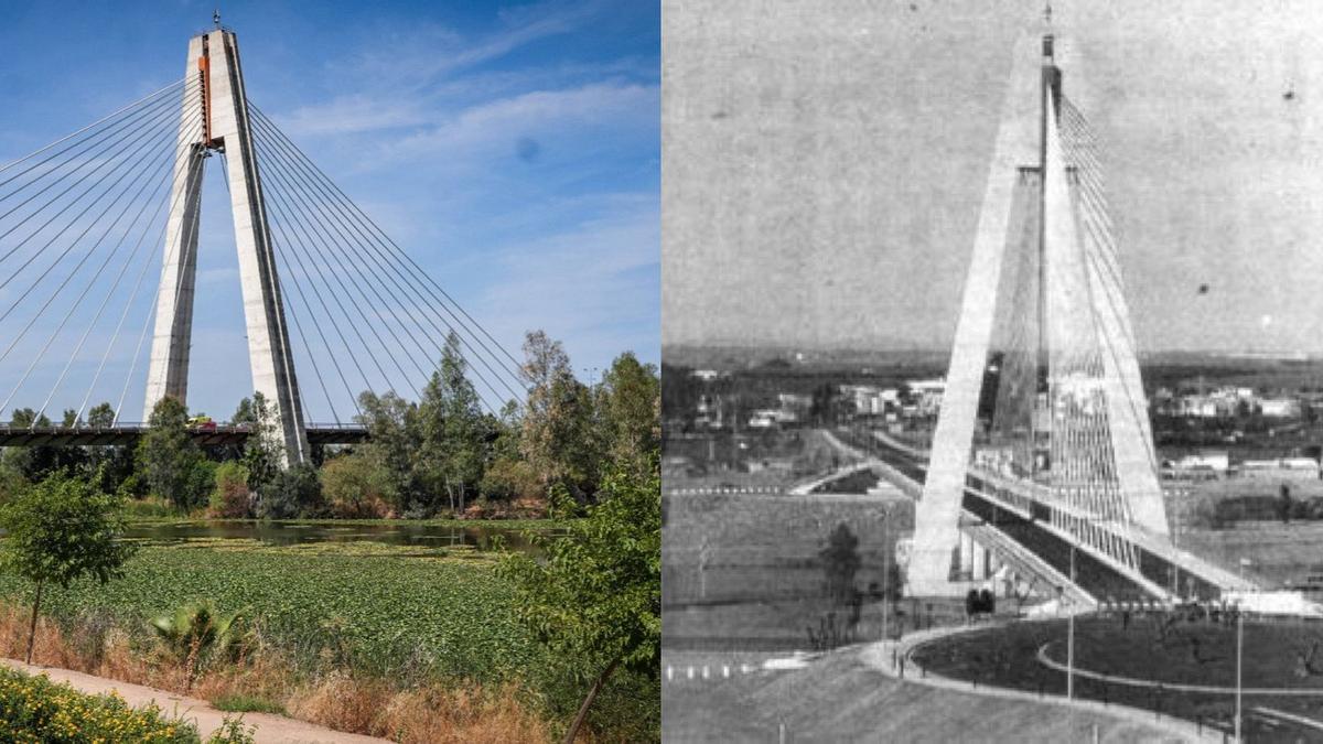 Imagen actual del Puente Real y otra del año de inauguración en 1994.