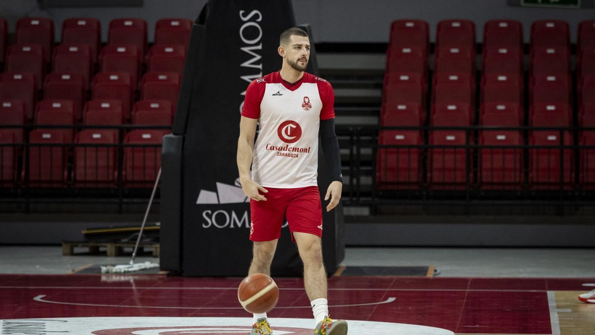 Erik Stevenson, en el entrenamiento de este lunes con el Casademont.