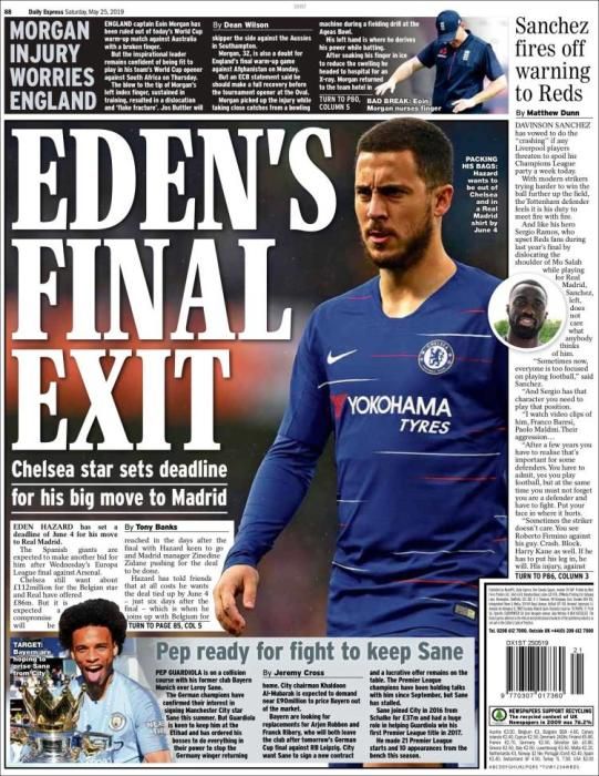 Portada EXPRESS SPORT sábado 25 de mayo de 2019.