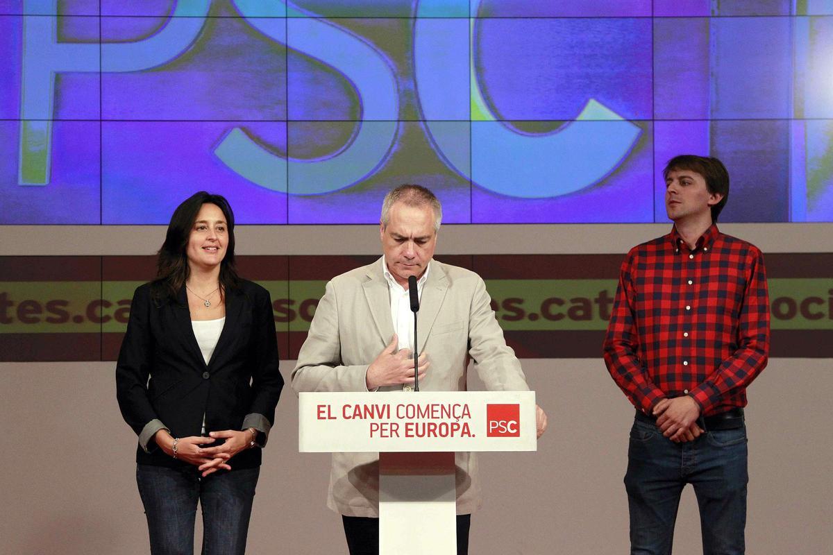 Roda de premsa de Pere Navarro per anunciar un consell nacional del PSC, a la seu del partit.
