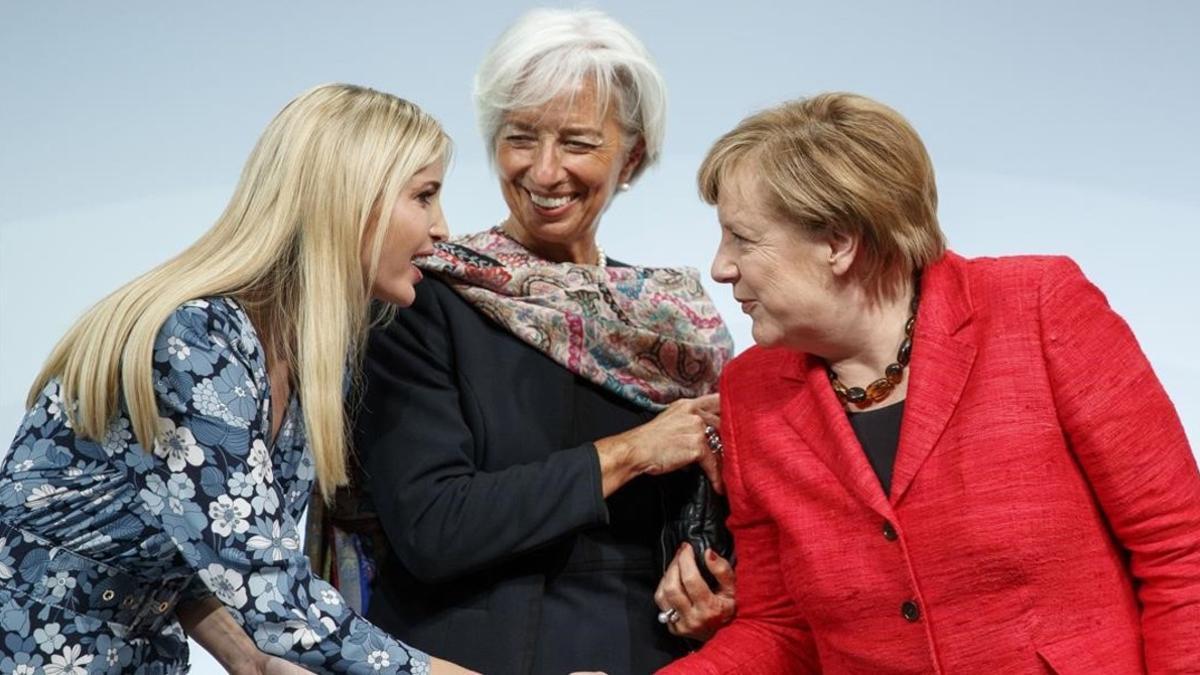 ivanka trump, angela merkel y christine lagarde