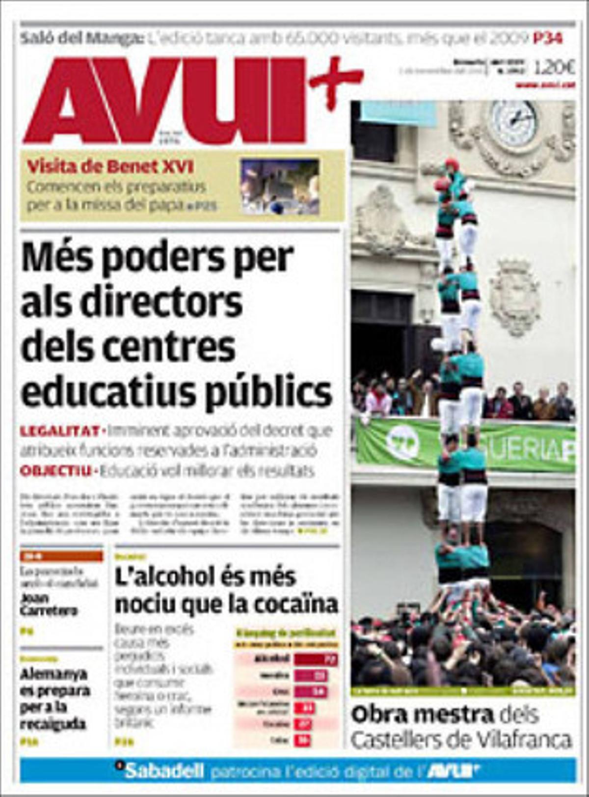 ’Avui’ també destaca a dins que el Govern conservador liberal de la Gran Bretanya impulsa les pensionslow cost,proposta que suposa un canvi radical del sistema contributiu; que la denominació d’origen Penedès avança amb fermesa en la carrera de la qualitat; i que Vilassar de Dalt tanca el procés per anomenar-se només Vilassar.