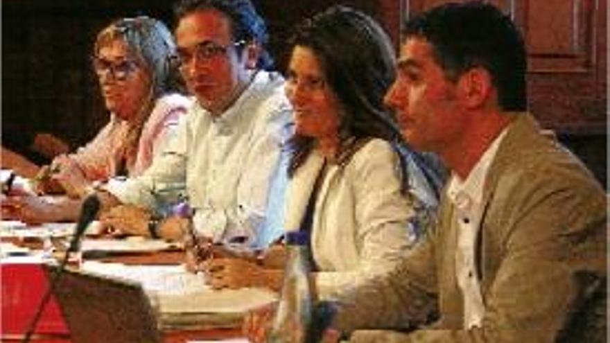 Ponents de la llei de consultes, ahir, durant la reunió