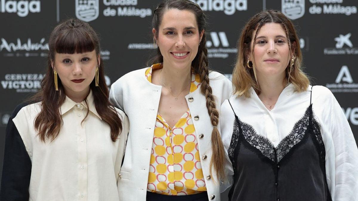 Laia Manzanares, Gala Gracia y Ángela Cervantes, ayer en el Festival de Málaga.