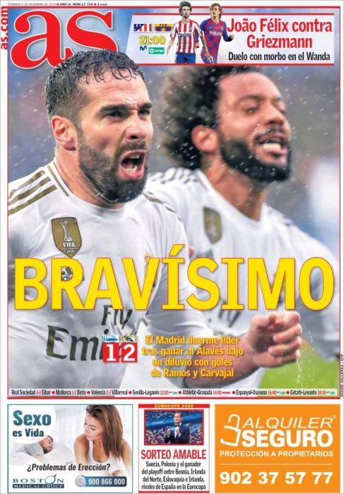 Las portadas deportivas de este domingo 01/12/2019