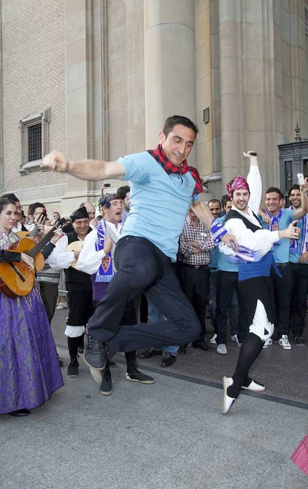 Imágenes de la celebración de la permanencia en el Pilar