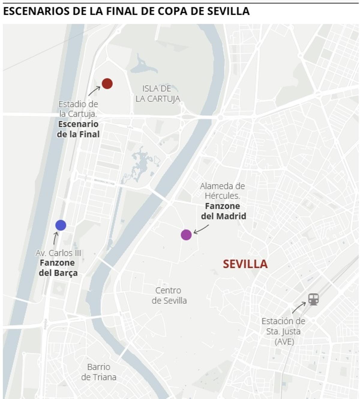Map of locations of the areas reserved for followers