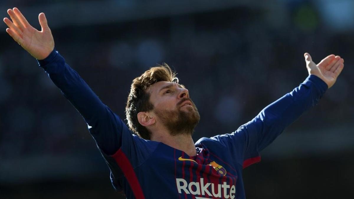 Messi celebra el gol que anotó en el clásico del 23 de diciembre.