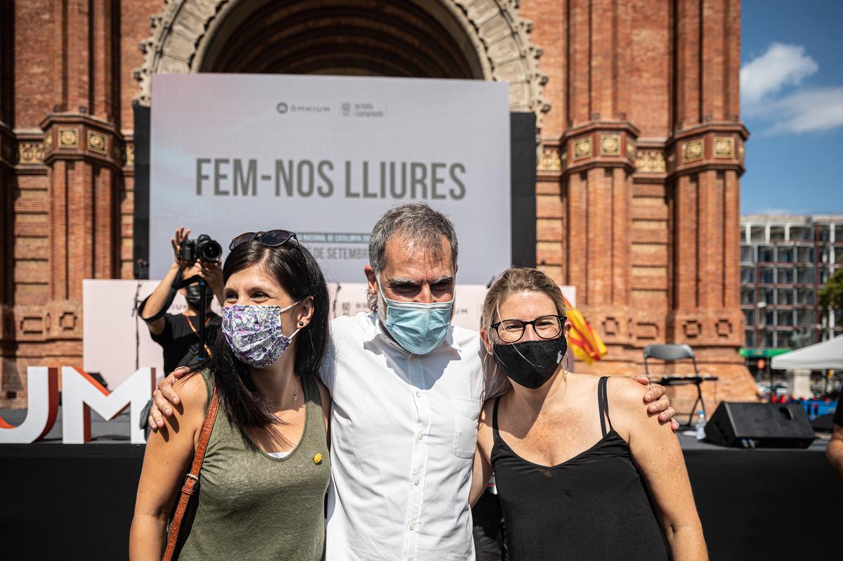 Jordi Cuixart, en el acto de Òmnium celebrado en Arc del Triomf.