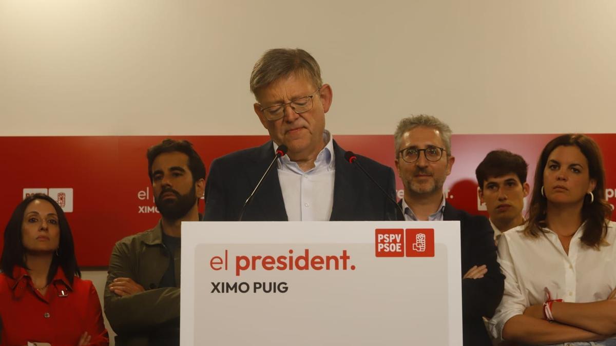 Ximo Puig durante su comparecencia tras conocerse los resultados electorales
