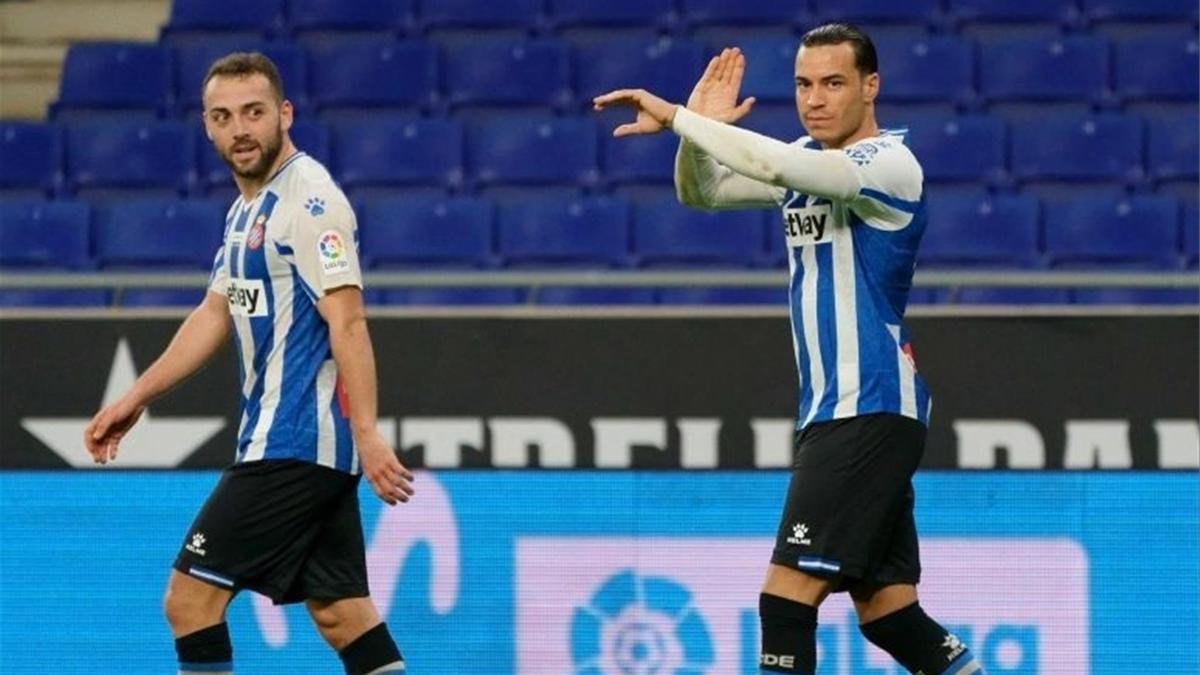 Raúl de Tomás celebra un gol con el Espanyol