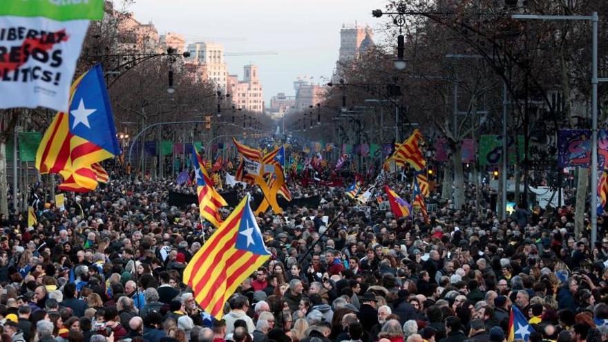 Imagen de la manifestación contra el juicio del &#039;procés&#039;.