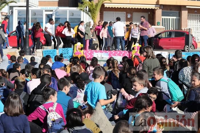 Un 'SOS' gigante para el Mar Menor formado por escolares en Villananitos