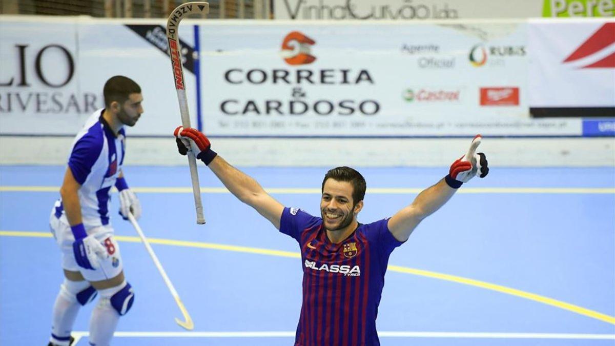 João Rodrigues celebra la victoria del Barça en la Copa Continental