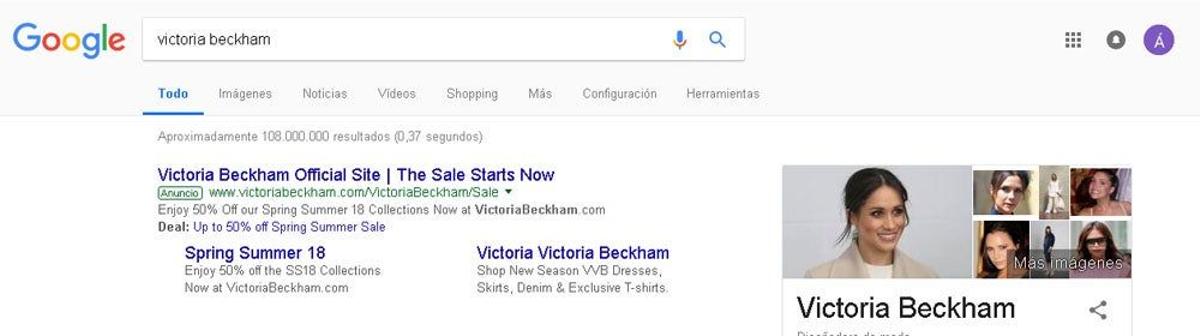 Google confunde a Victoria Bechkham con Meghan Markle