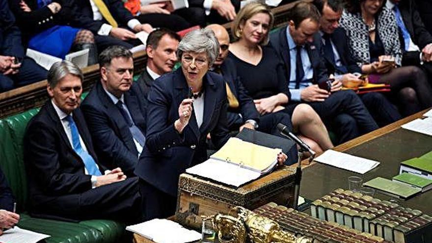 La primera ministra, Theresa May, durant una intervenció ahir al Parlament