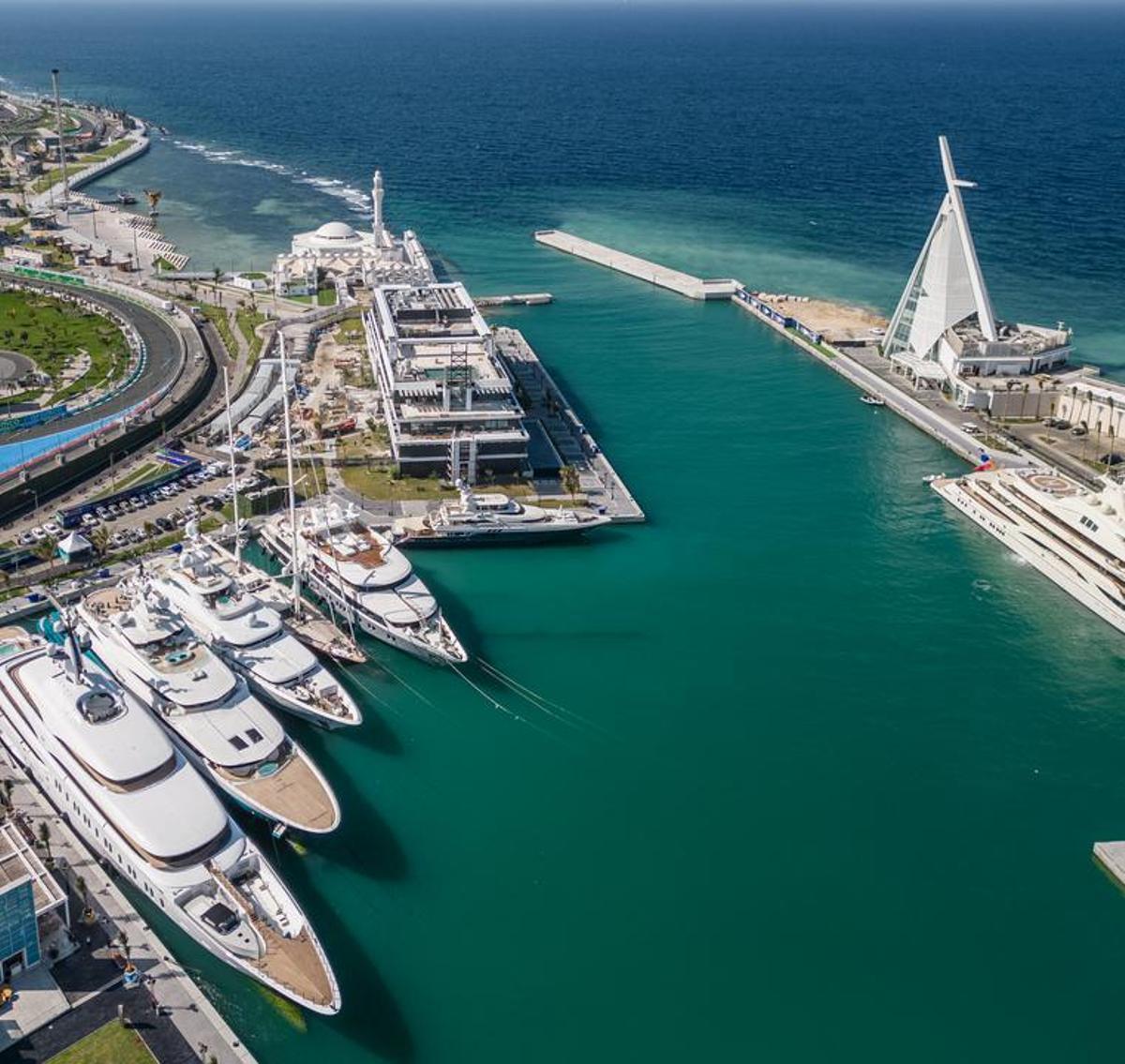 Vista aérea del Jeddah Yacht Club, en Arabia Saudí, donde a finales de noviembre se celebra la regata preliminar de la Copa América de vela.