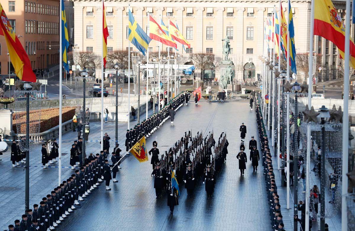 Ceremonia de bienvenida en el Palacio Real de Estocolmo