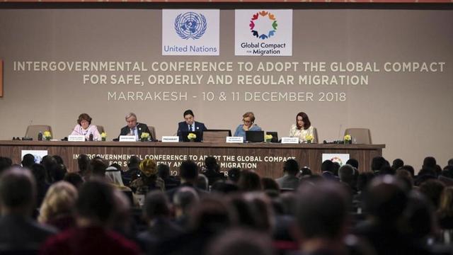 Sesión de apertura de la conferencia del Pacto Mundial de las Migraciones celebrado en Marrakech.