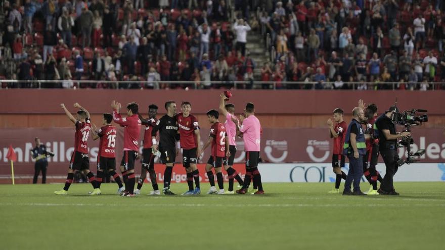 Los jugadores del Mallorca celebran la victoria sobre el Real Madrid, el pasado sÃ¡bado.