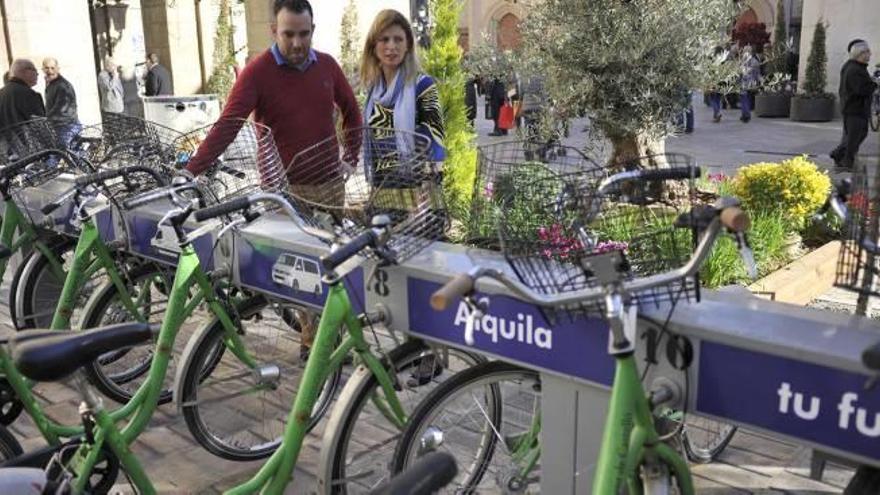 Actual punto de préstamo de bicicletas en Castelló.