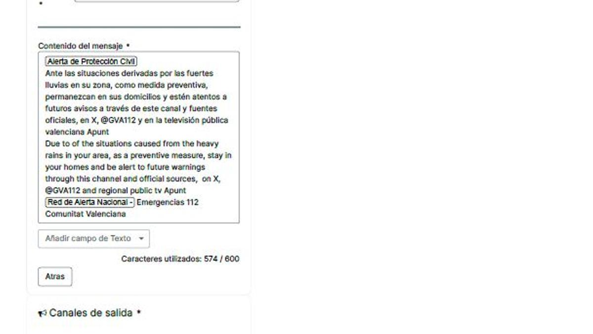 El borrador del primer Es Alert, descartado porque se asemejaba a una orden de confinamiento.