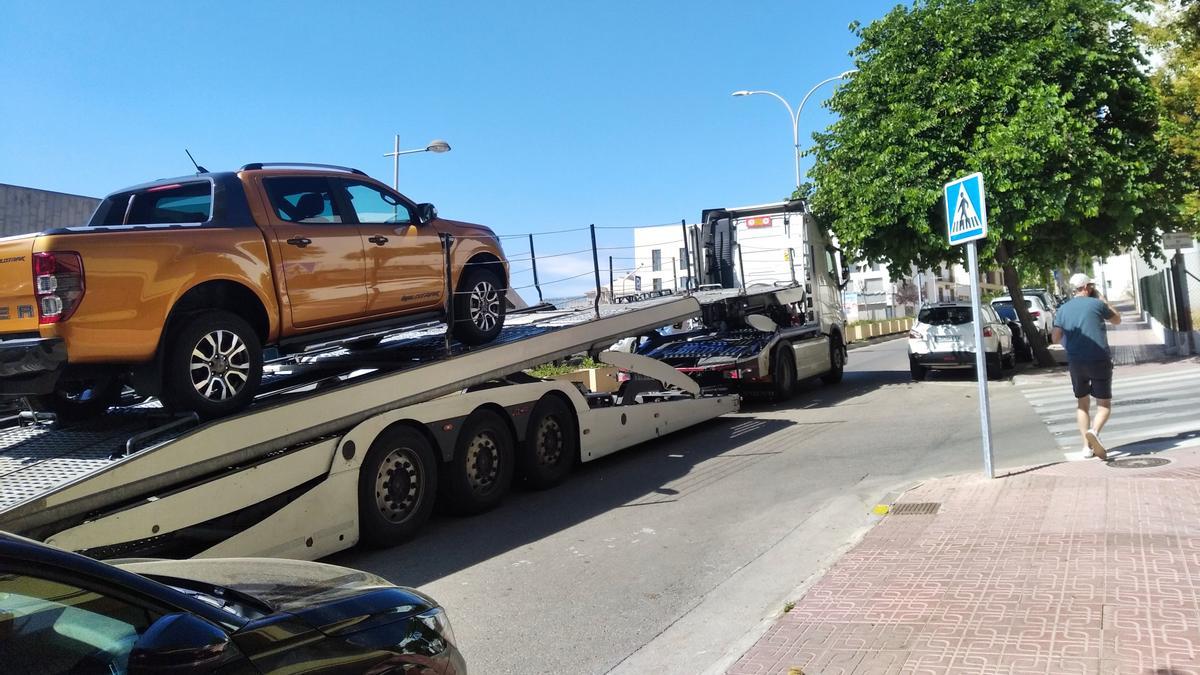 El tráiler cuando hacía marcha atrás para escapar de las calles estrechas.