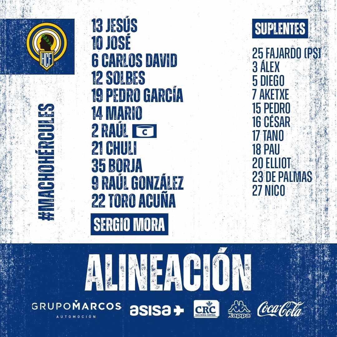 Convocatoria del Hércules para el partido contra el equipo Sesiones AFE jugado esta mañana en Oliva Nova.