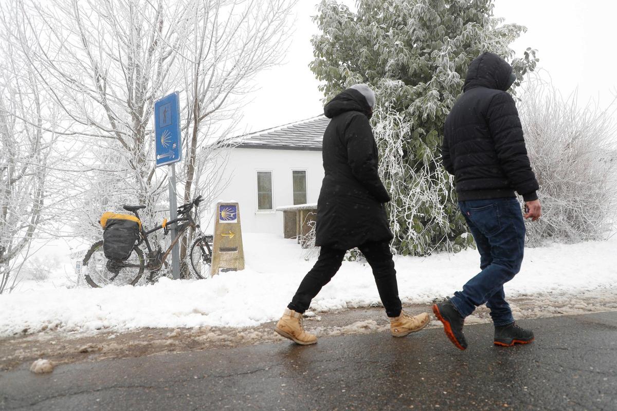 Nieve en el alto del Poio, en Lugo.