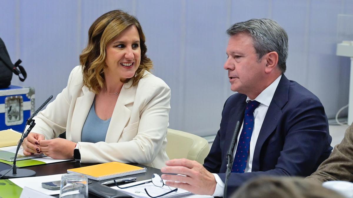 Catalá y Santano charlan antes del consejo de administración de Parc Central.