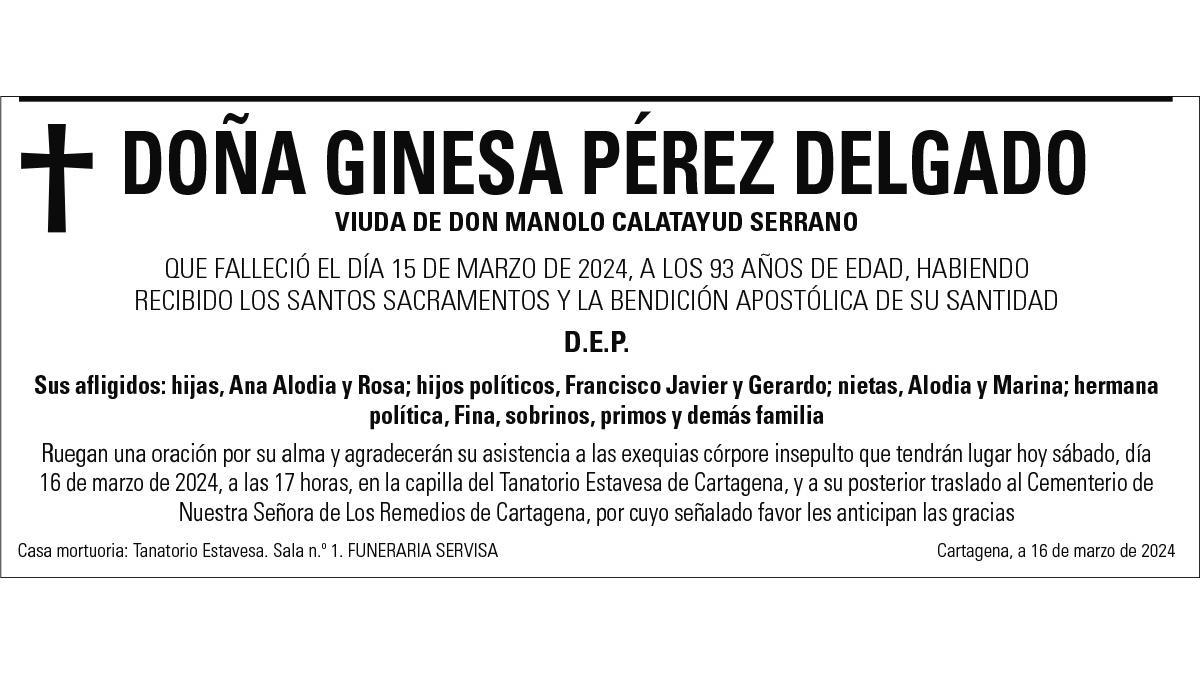 Dª Ginesa Pérez Delgado