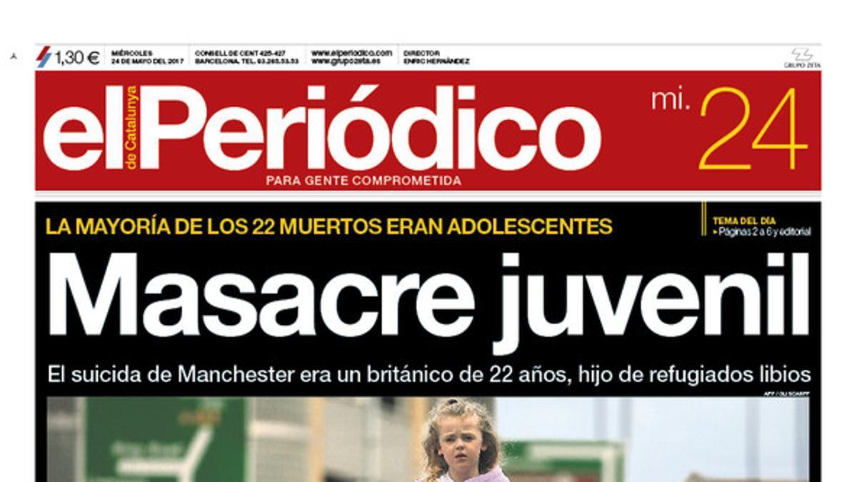 La portada de EL PERIÓDICO del miércoles, 24 de mayo del 2017.