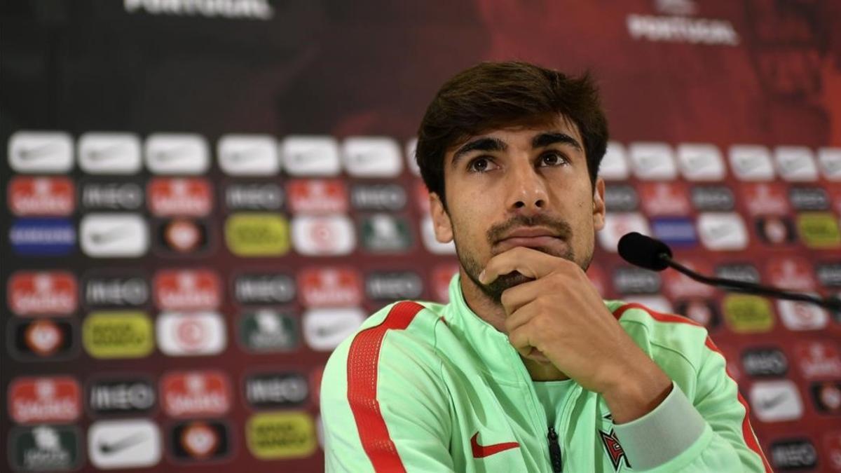 André Gomes, en una rueda de prensa durante la Eurocopa, el 4 de julio