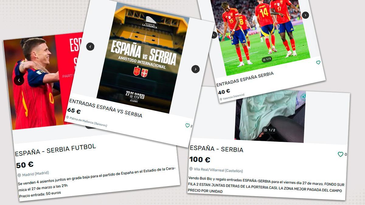 Imagen de algunas de las ofertas de la reventa del España-Serbia.
