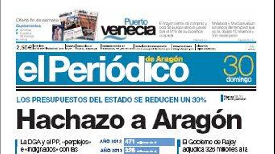 “Hachazo a Aragón”, en la portada de EL PERIÓDICO