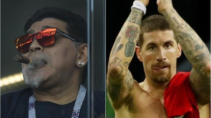 Maradona y Sergio Ramos.