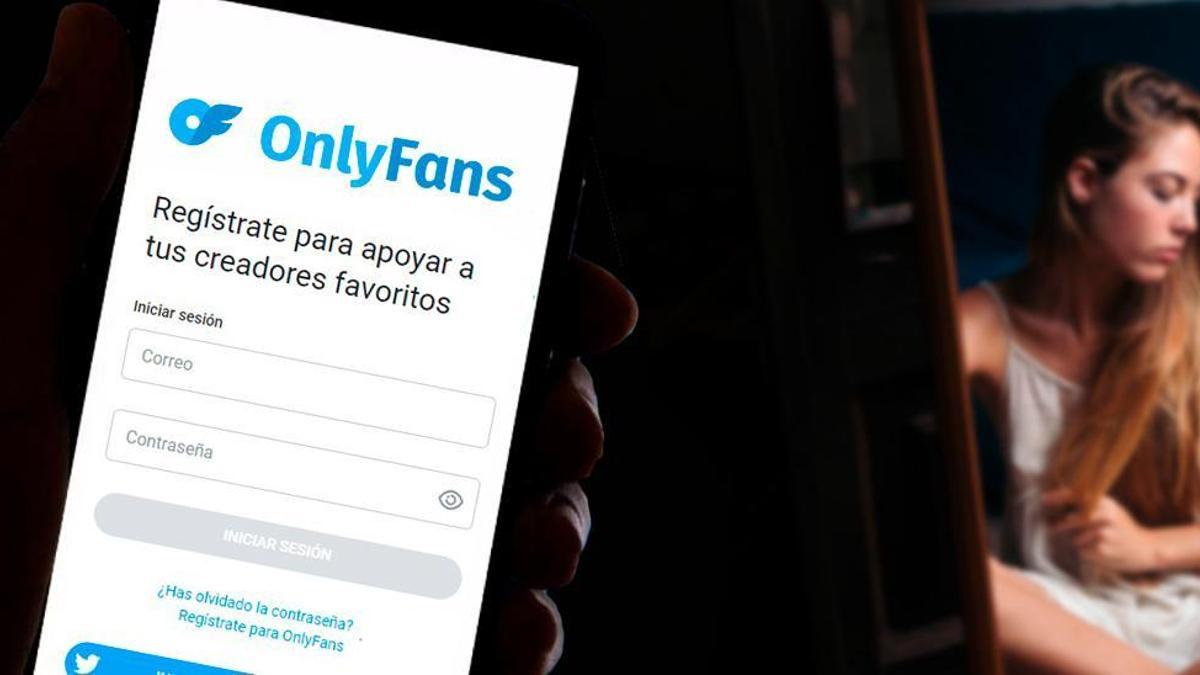 Montaje con la página de acceso de Onlyfans.