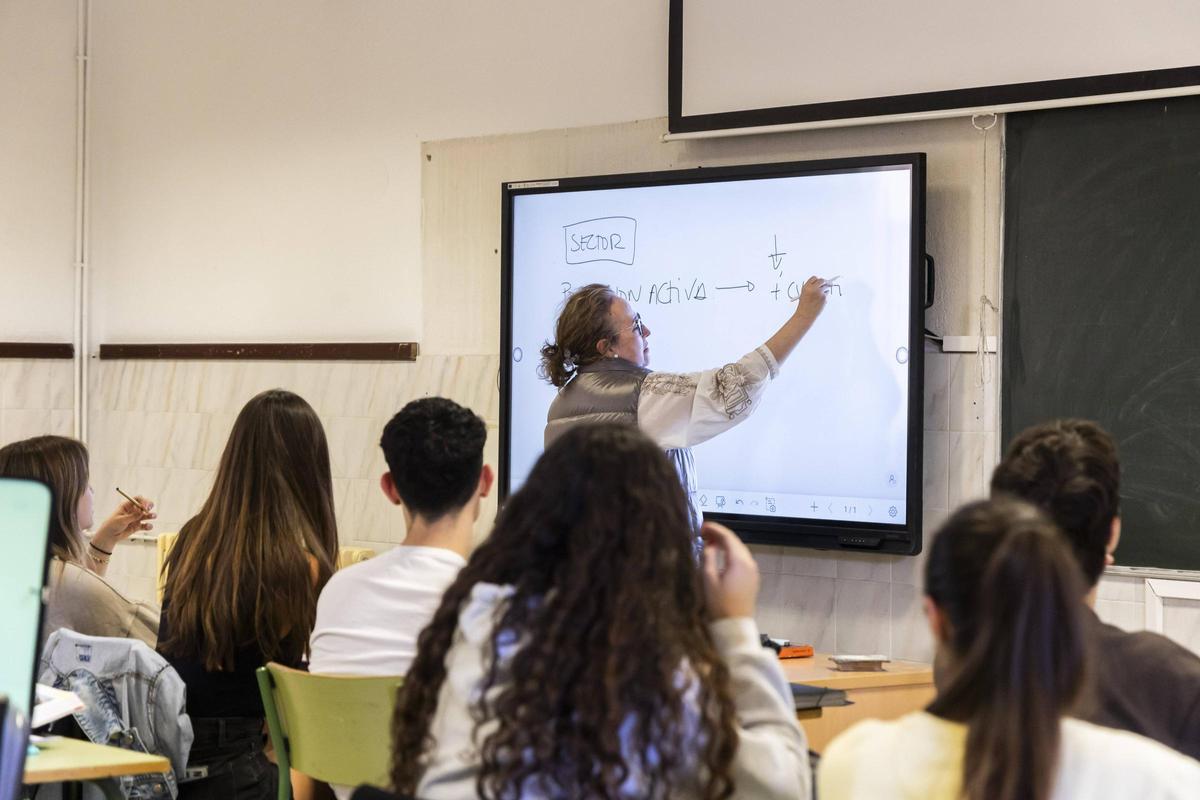 Clase de Bachillerato en el IES Lluis Vives de València.