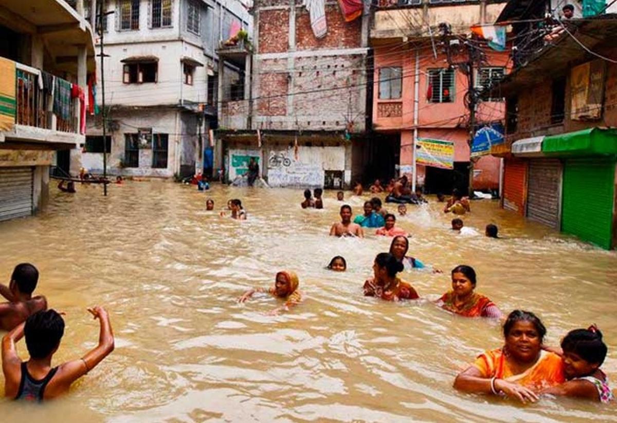 Población afectada por una inundación en el país