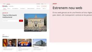 Captura de pantalla del nuevo portal gencat.cat de la Generalitat de Catalunya.