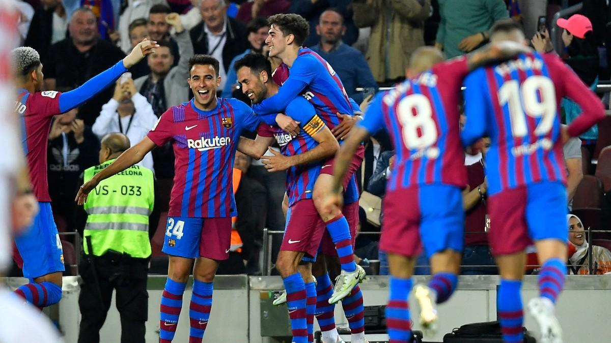 Los jugadores del Barça celebran un gol