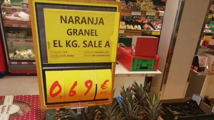 Naranjas sudafricanas y de Uruguay  en varios supermercados de Castelló