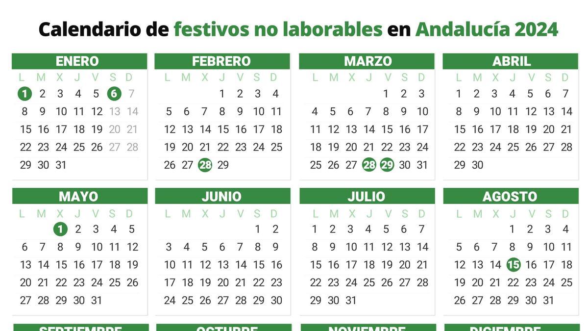 Calendario de festivos en Andalucia en 2024