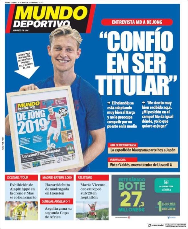 Portada de Mundo Deportivo del 20 de julio de 2019