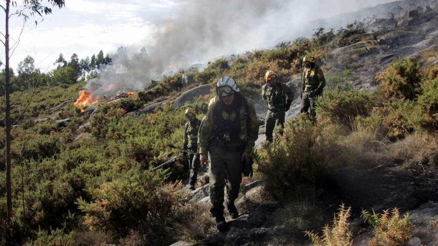 Bomberos forestales en el fuego. // Bernabé/Luismy