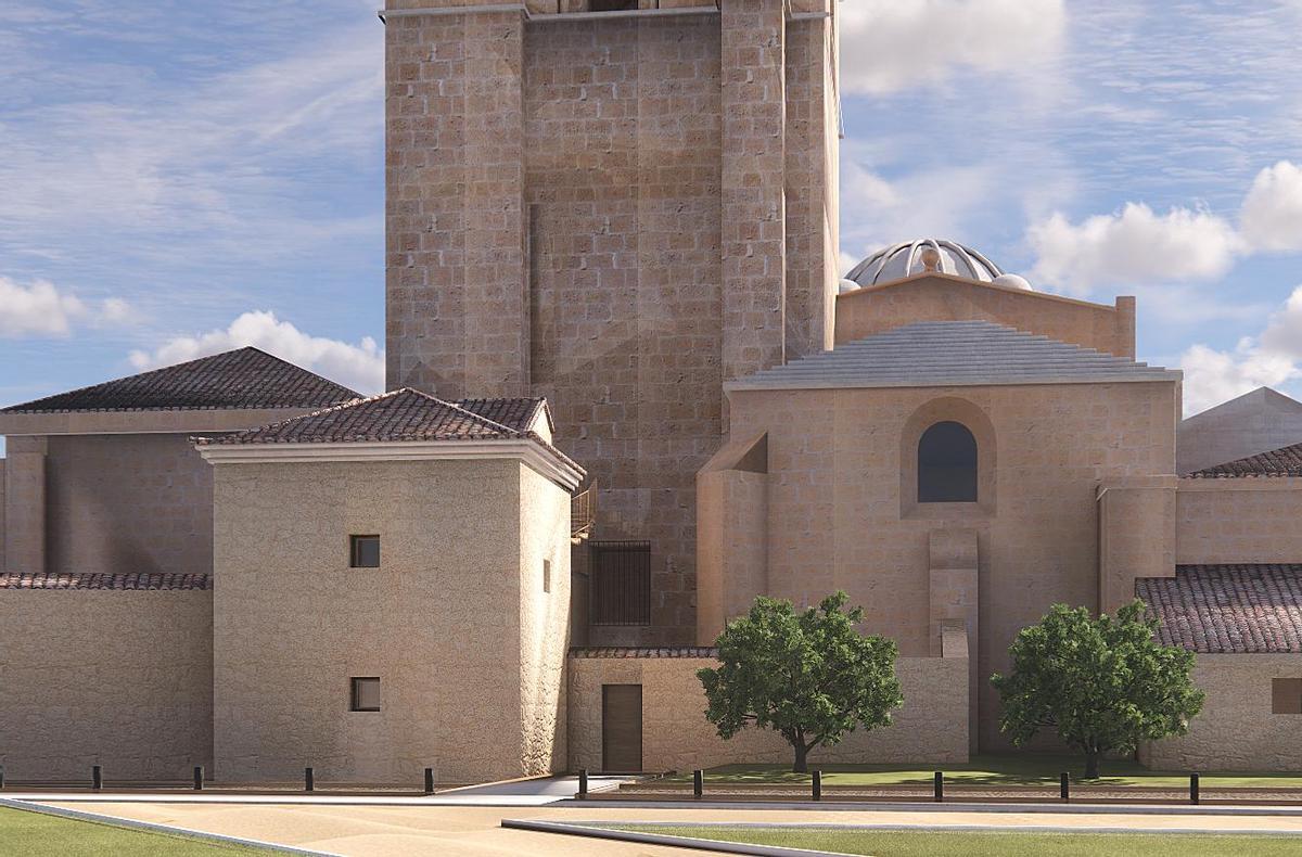 Recreación de cómo sería el acceso a la Catedral de Zamora.