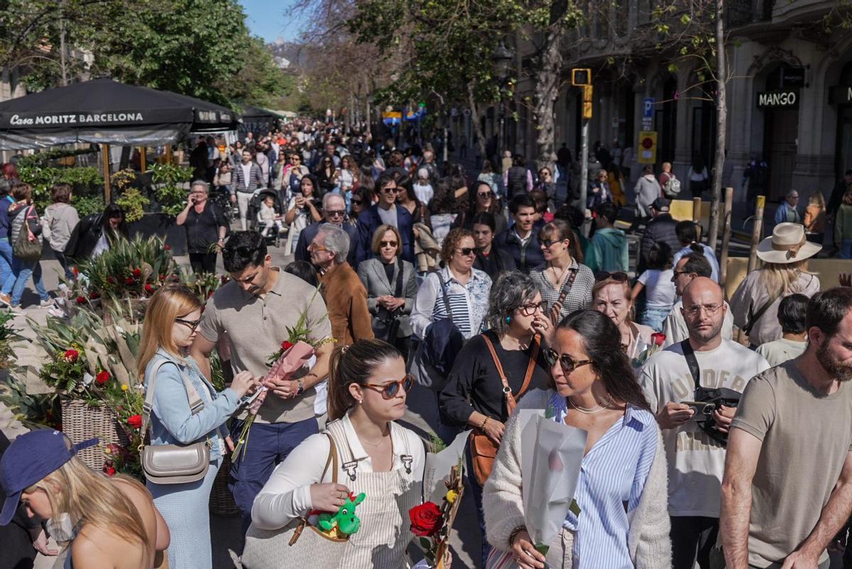 Celebración del día de Sant Jordi en Barcelona
