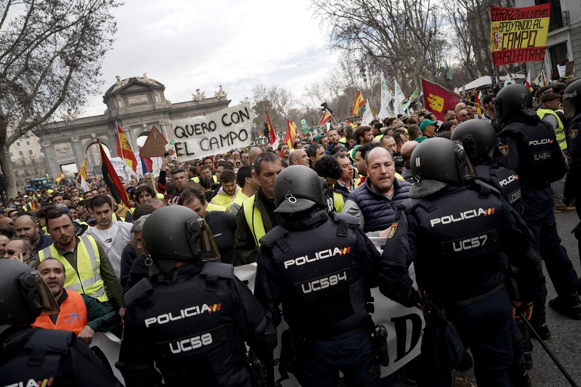 Manifestación de agricultores en Madrid, en imágenes